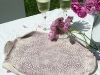 purple lace textured platter with prosecco and flowers