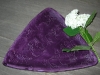 purple-triangular platter with white flower